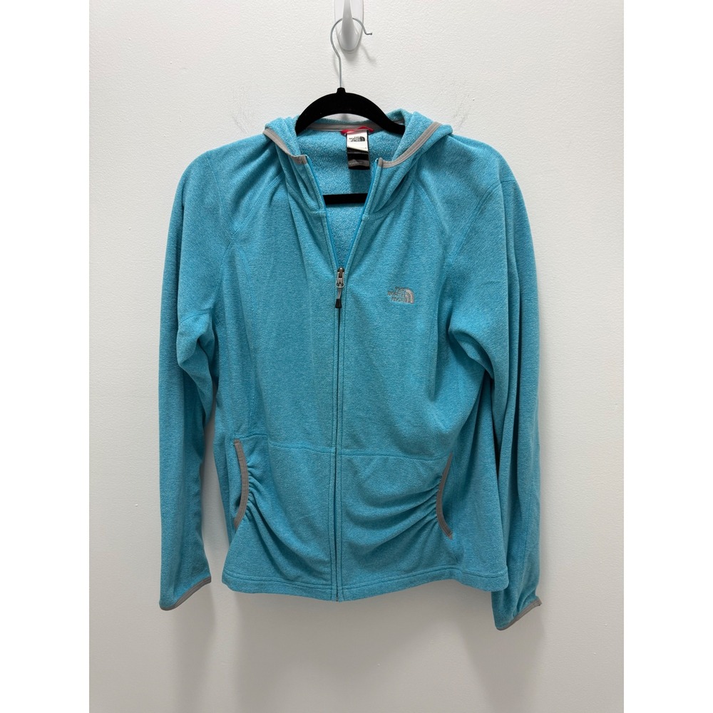 The North Face Womens XL Fleece Hoodie Full Zip Turquoise Blue Jacket